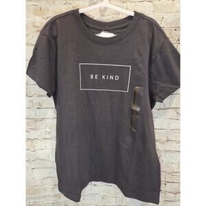 Doe Be Kind Women's Simple Graphic T-shirt Dark Grey White size S NEW Kindness